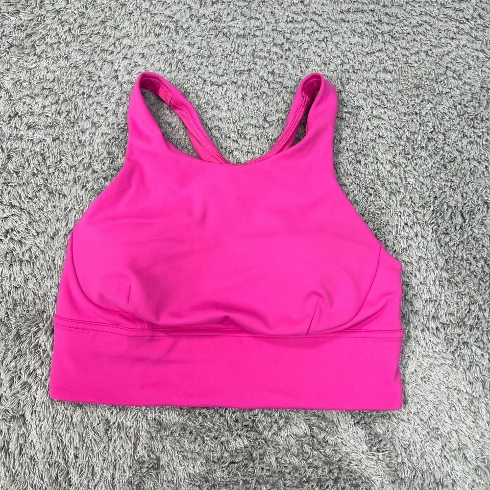Lululemon Sports Bra Women Size 8 Pink Solid Racerback Compression Activewear